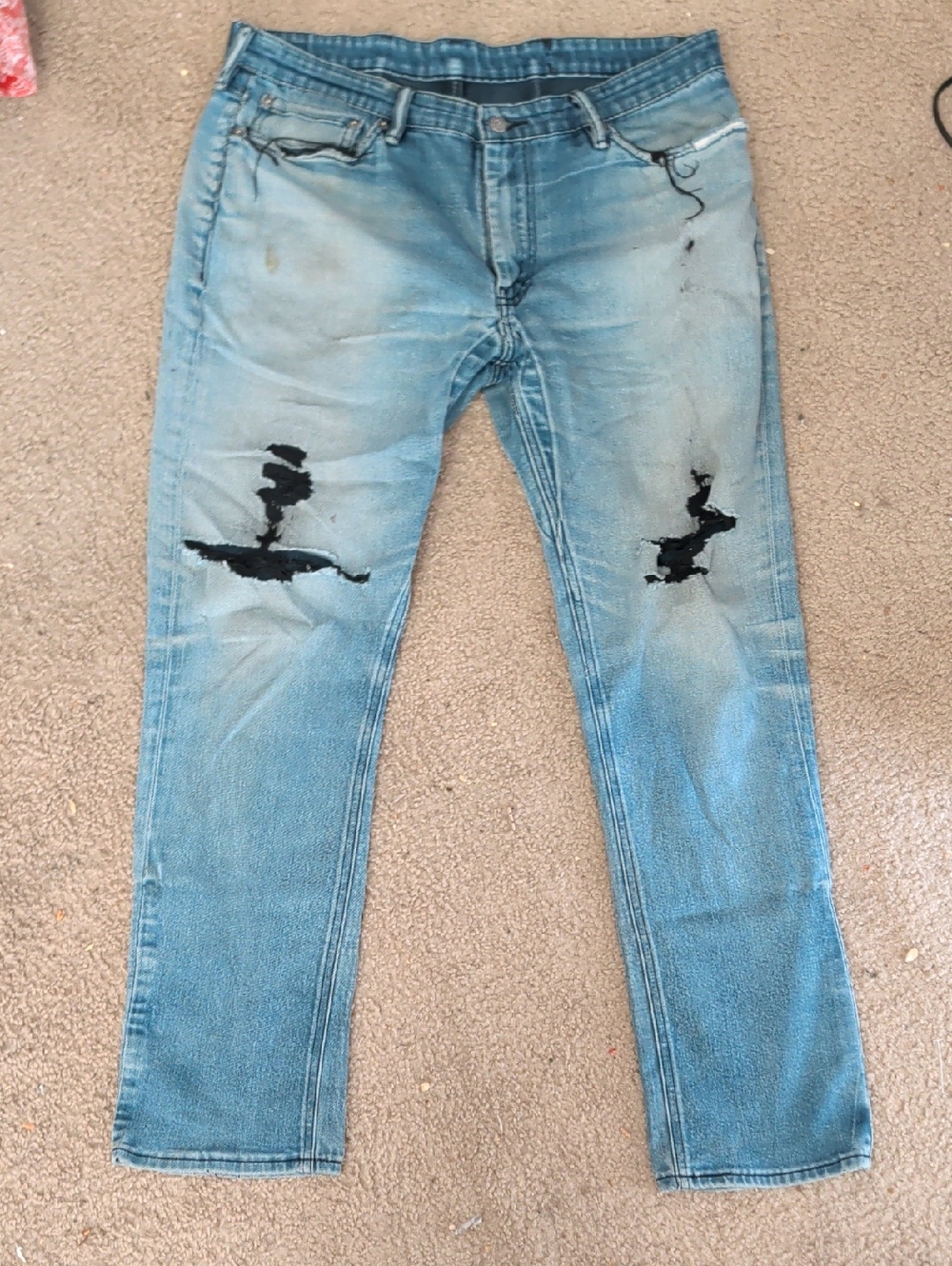 Vintage Levi's 511 Light Blue Distressed Slim Straight Jeans 38x32